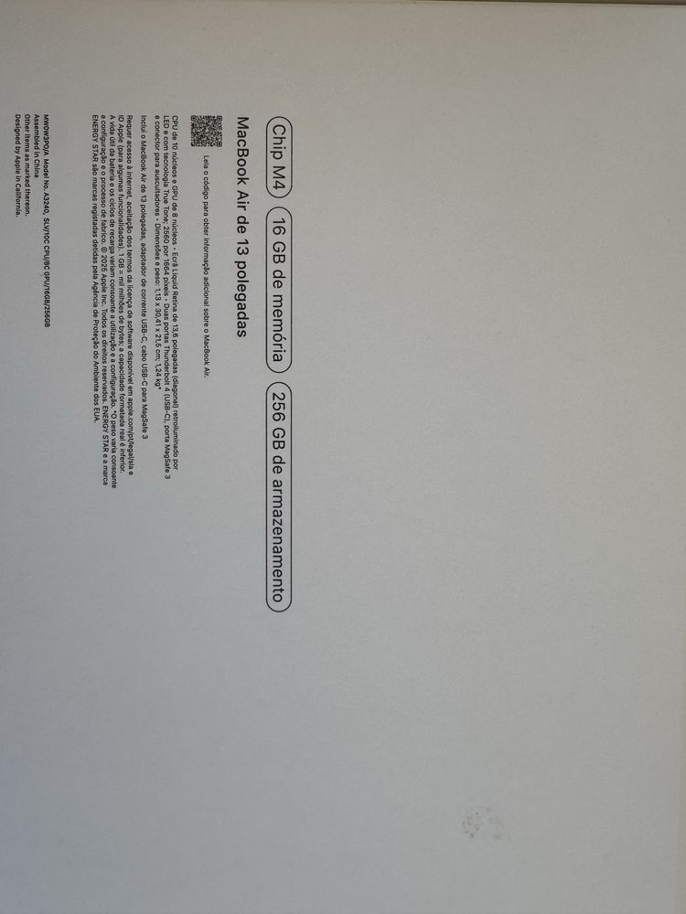 Macbook air 13 M4 256g com garantia