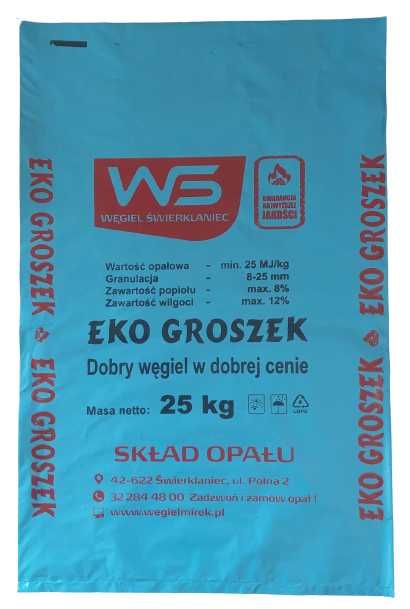 Wegiel Ekogroszek 25-26MJ Groszek workowany worki 25kg | Orzech