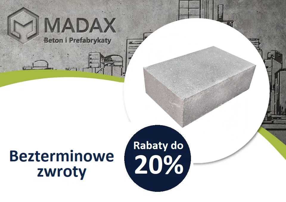 Bloczki betonowe wym. 12x24x38 cm MADAX