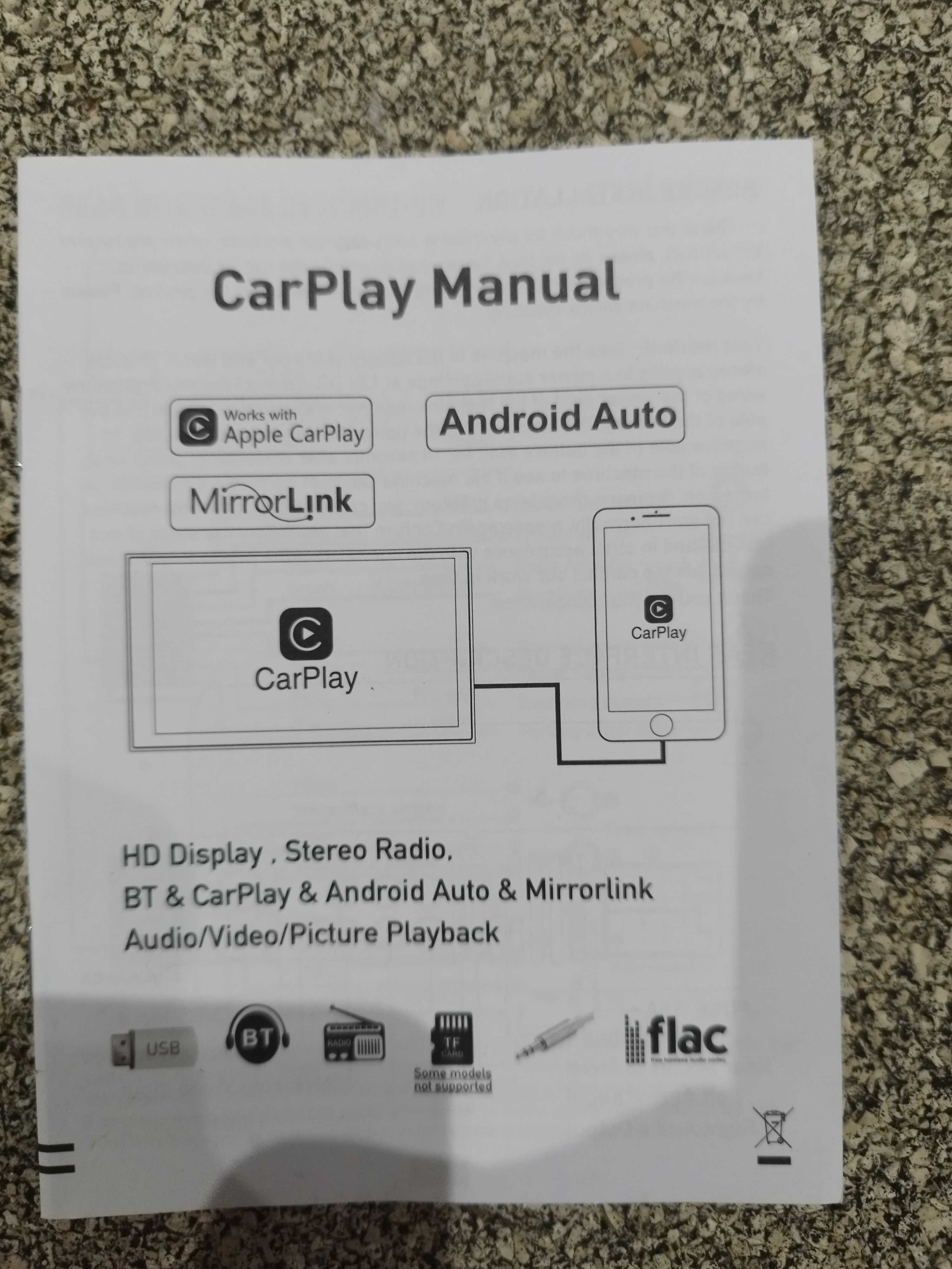 Auto Radio 1 DIN com Ecra táctil de 5 polegadas