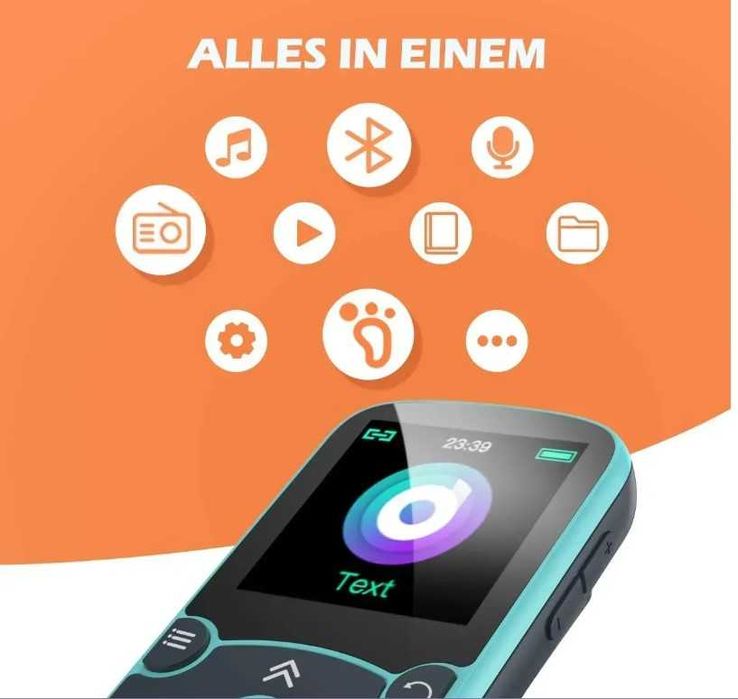 MP3 плеєр AGPTEK A65X Bluetooth 5.3, з кліпсою, крокоміром (синій)