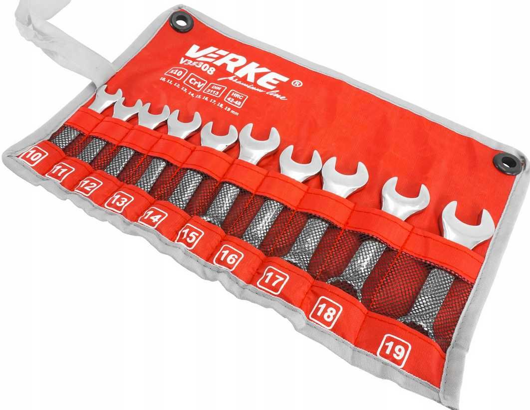KLUCZE PŁASKIE PŁASKO Oczkowe Zestaw Kluczy Płaskich 10-19mm Krótkie