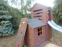 Domek Ogrodowy Dziecięcy ze Zjeżdżalnią - Drewniany