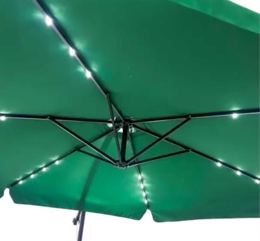 Розкладна садова парасоля зонт Bonro 3 м + LED. Зелена, чорна.