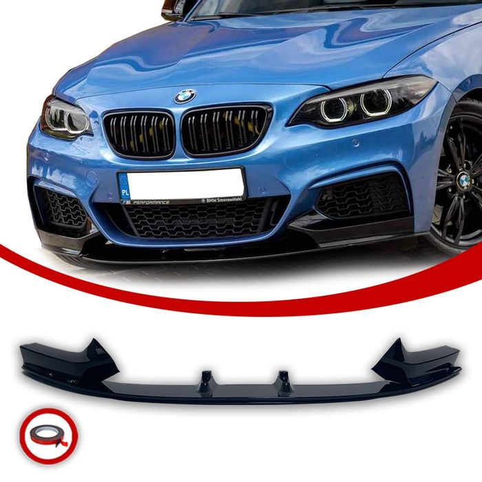 BMW F22 F23 Przednia Dokładka Zderzaka Spoiler Lotka Czarny Połysk