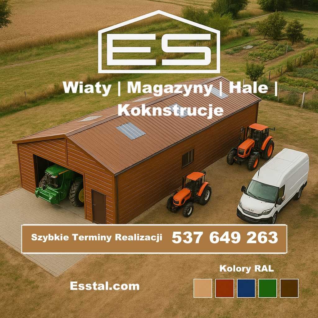 GARAŻ BLASZANY Na Maszyny | Wiata Garażowa + Zadaszenie  - ESSTAL*