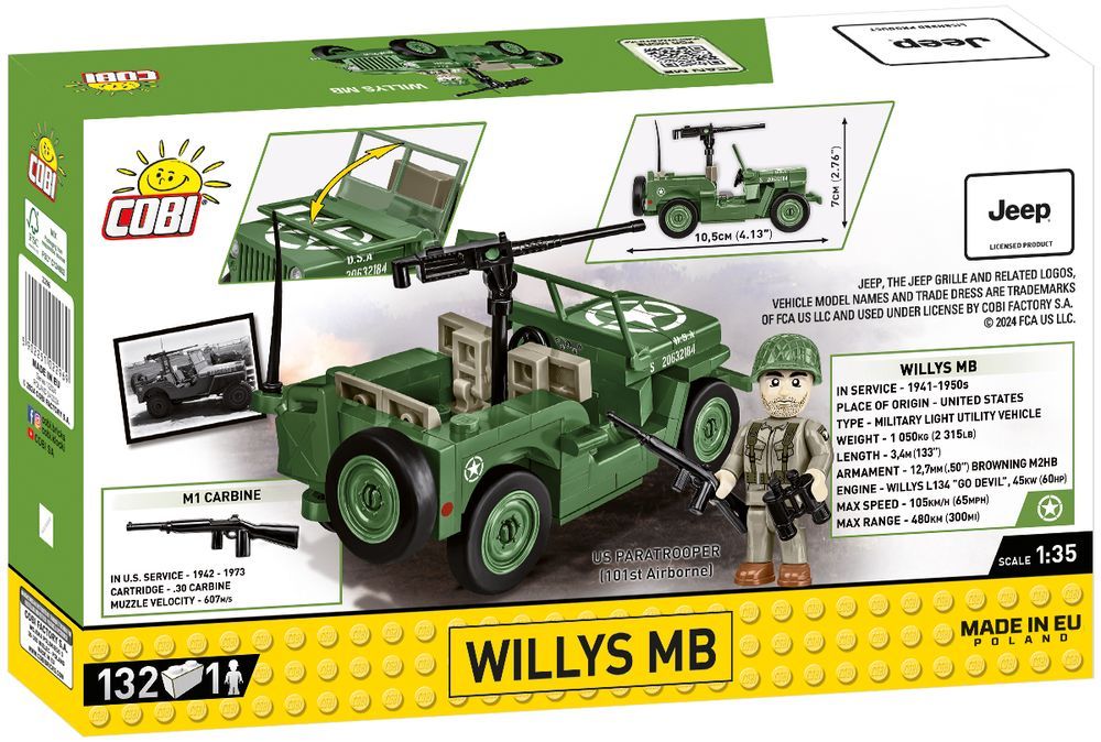 Klocki Cobi 2296 Pojazd Jeep Willys Mb  Hc Ww2 132 El.