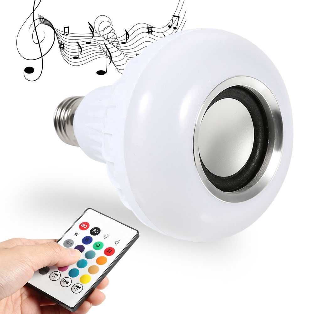Lâmpada led RGB 12W , alto-falante bluetooth E27
