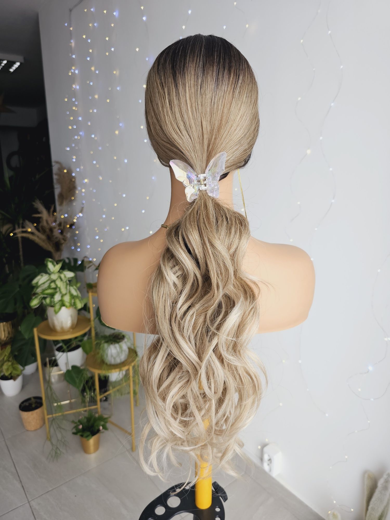 Długa peruka fale loki blond 3D sombre lace front Sylwia