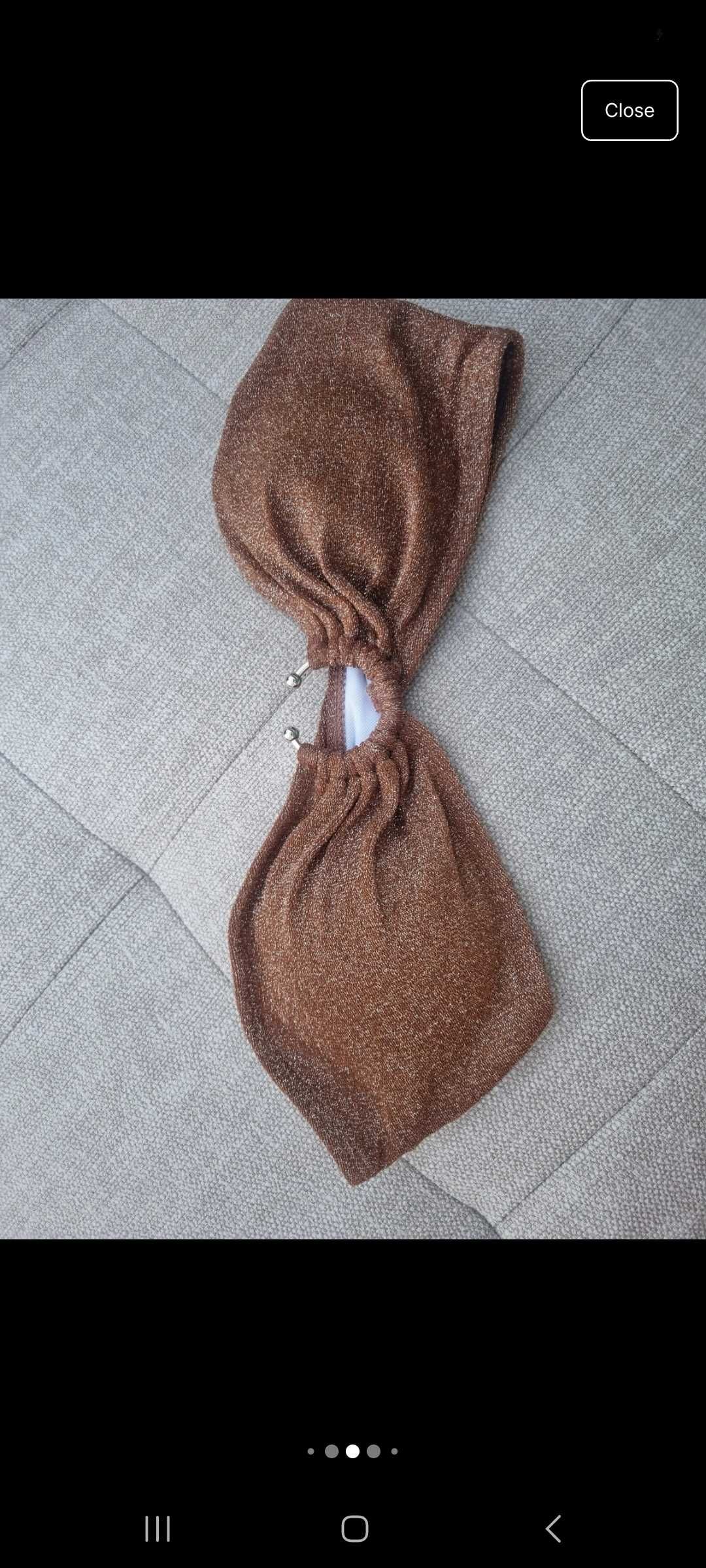 Strój kąpielowy, brąz, brokat