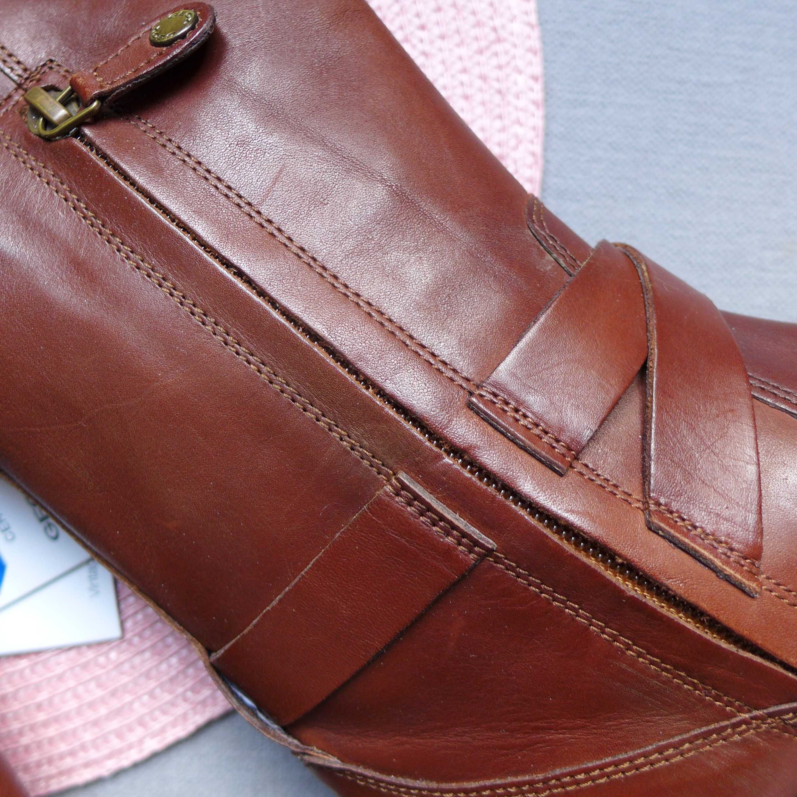 GEOX skóra naturalna kozaki oficerki botki 39 [vintage look] skórzane