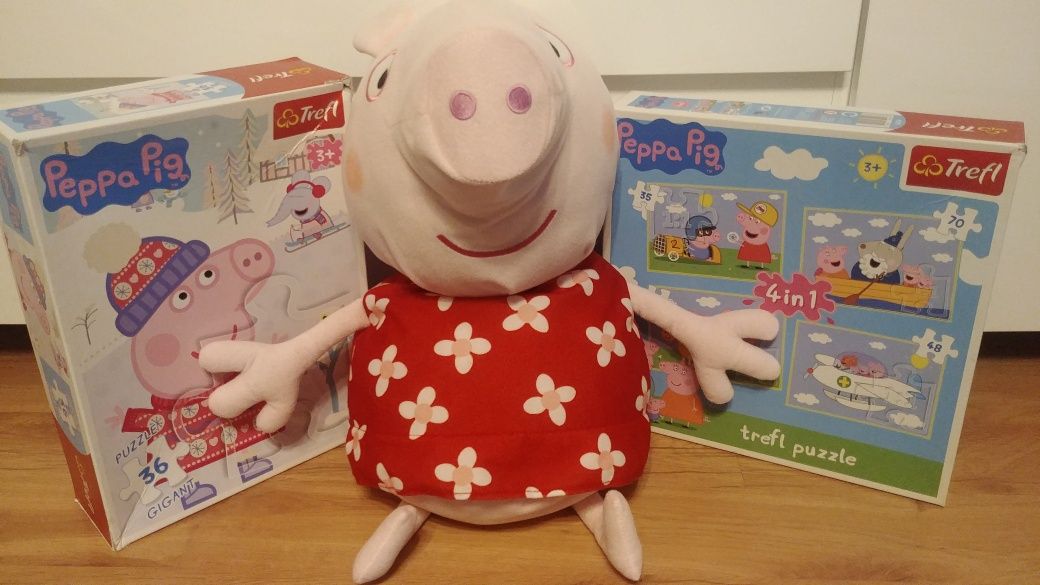 Zestaw dla fanki świnki Peppy (duża maskotka + puzzle)