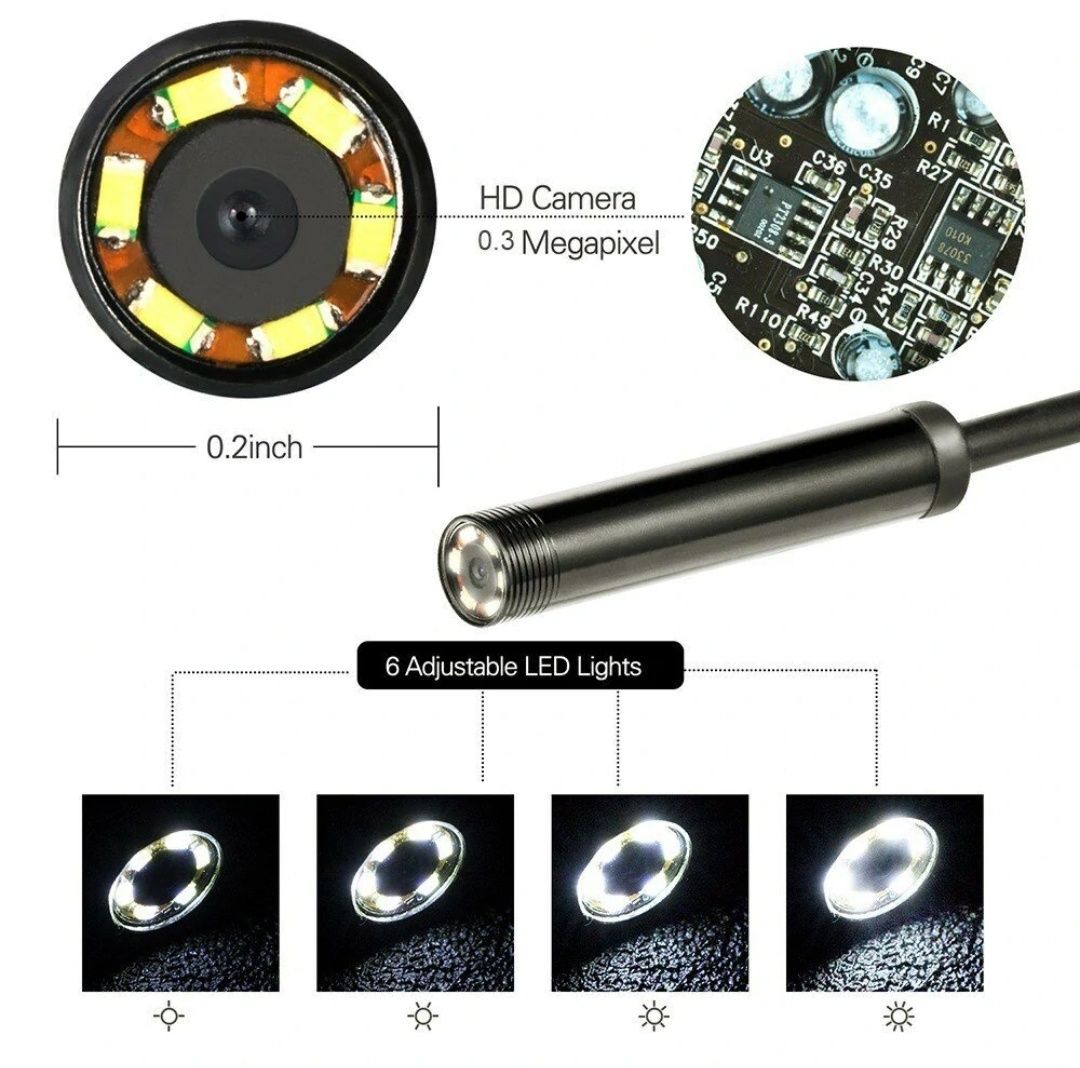 Câmara Endoscópio lente 8mm com ganchos Android e PC NOVO
