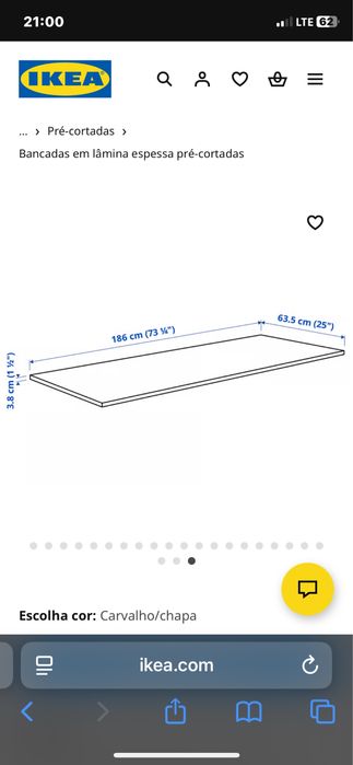 Bancada de Cozinha de Madeira Carvalho
