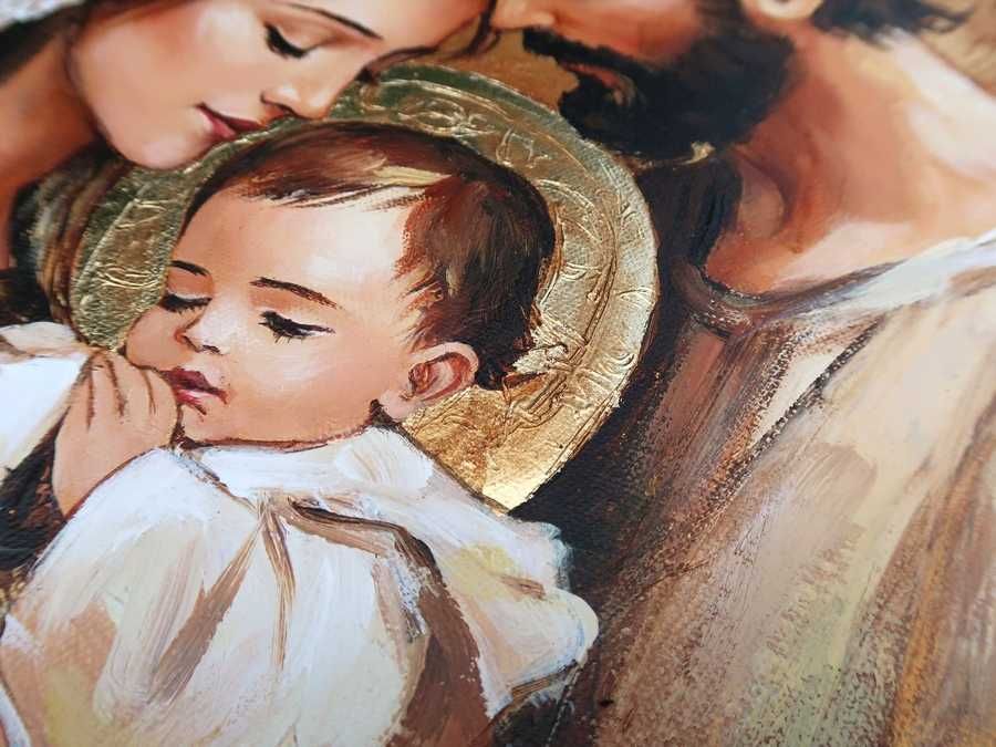 obraz malowany ŚWIĘTA RODZINA JEZUS prezent dla młodej pary na ślub