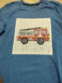 Koszulka wóz strażacki, kask cekiny