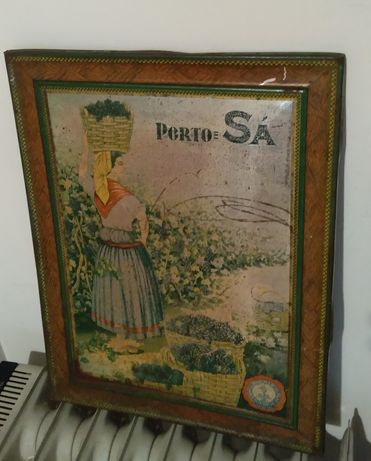Chapa muito antiga de publicidade ao vinho do Porto