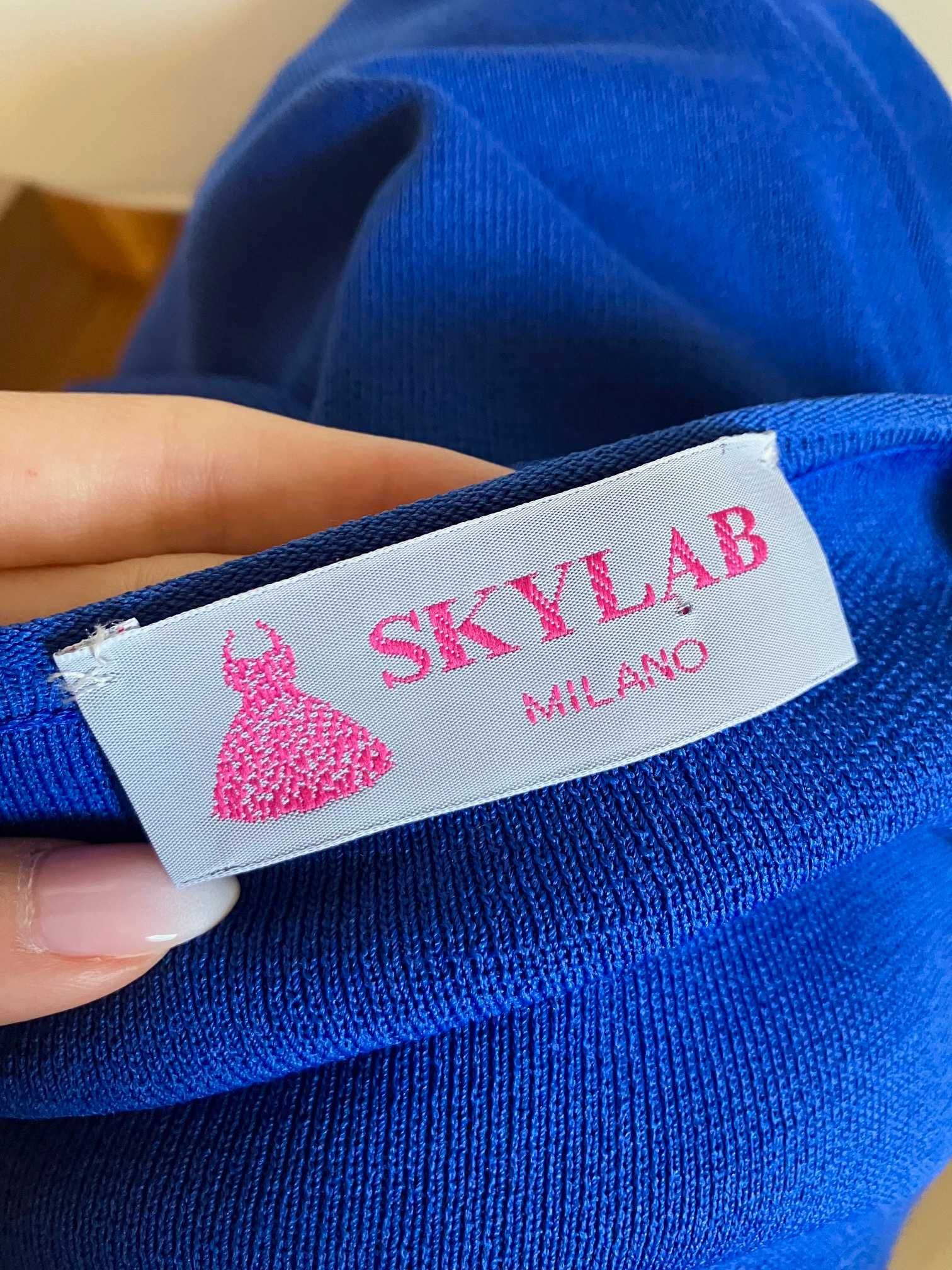 Nowy elegancki chabrowy włoski sweter bluzka Skylab Milano