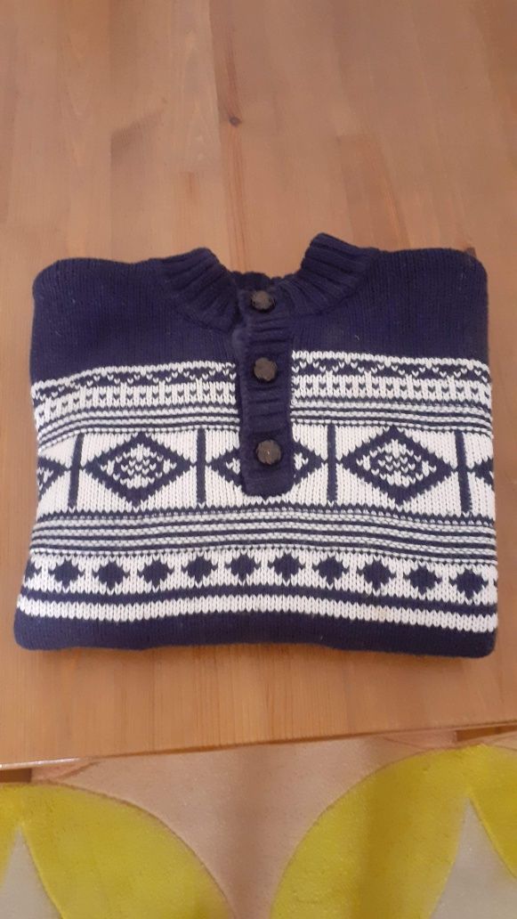 Camisola de malha Azul e branco ( Menino ) Idade 10 Anos (Sfera )