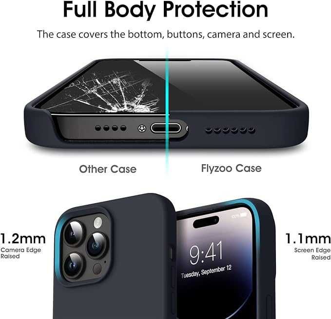 Etui Plecki Flyzoo do Apple iPhone 14 Pro czarne z płynnego silikonu