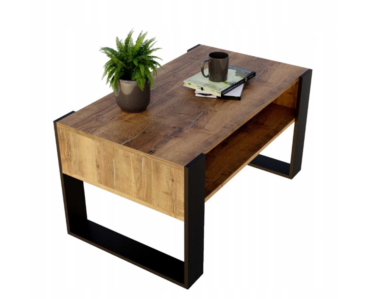 STOLIK kawowy drewniany PREMIUM z DĘBU ŁAWA soft retro do SALONU