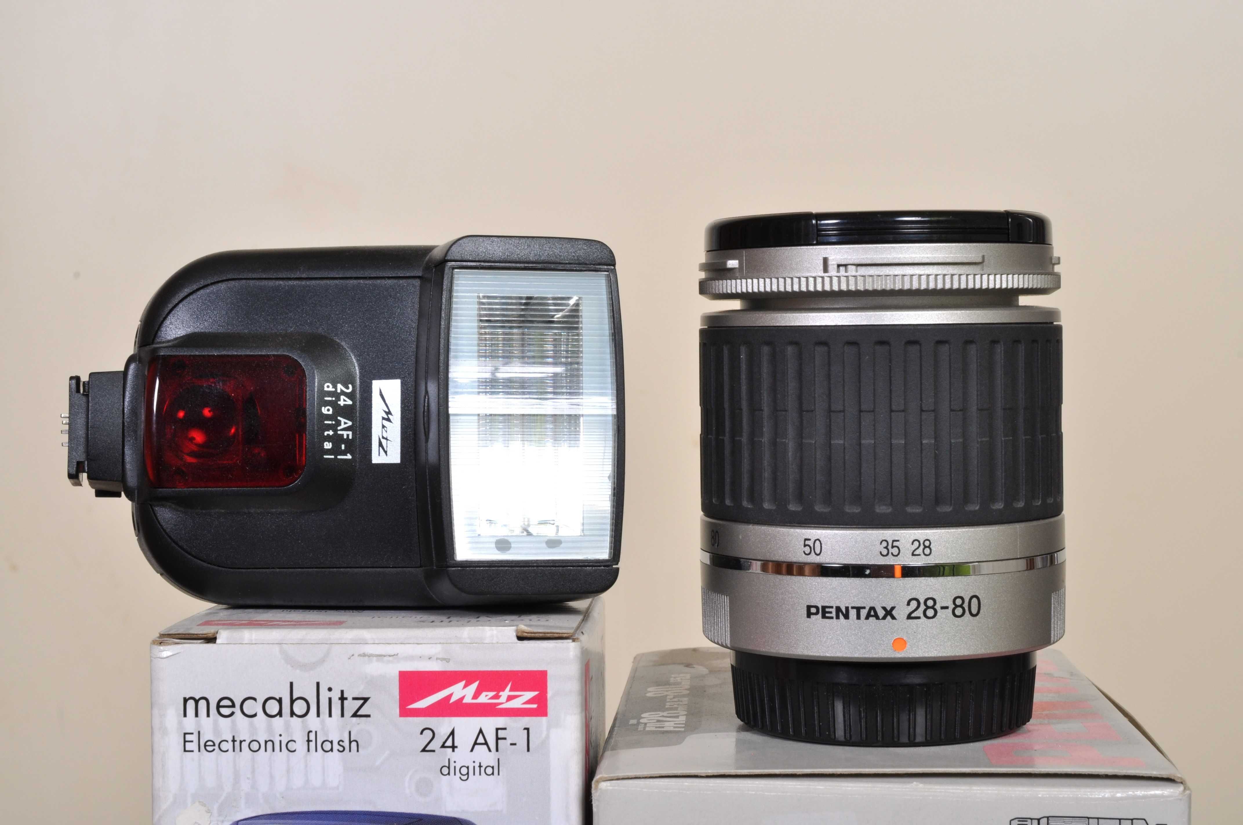 Zoom Pentax FA 28x80 + Falsh Metz P-TTl Para pentax. Novo, fatura.
