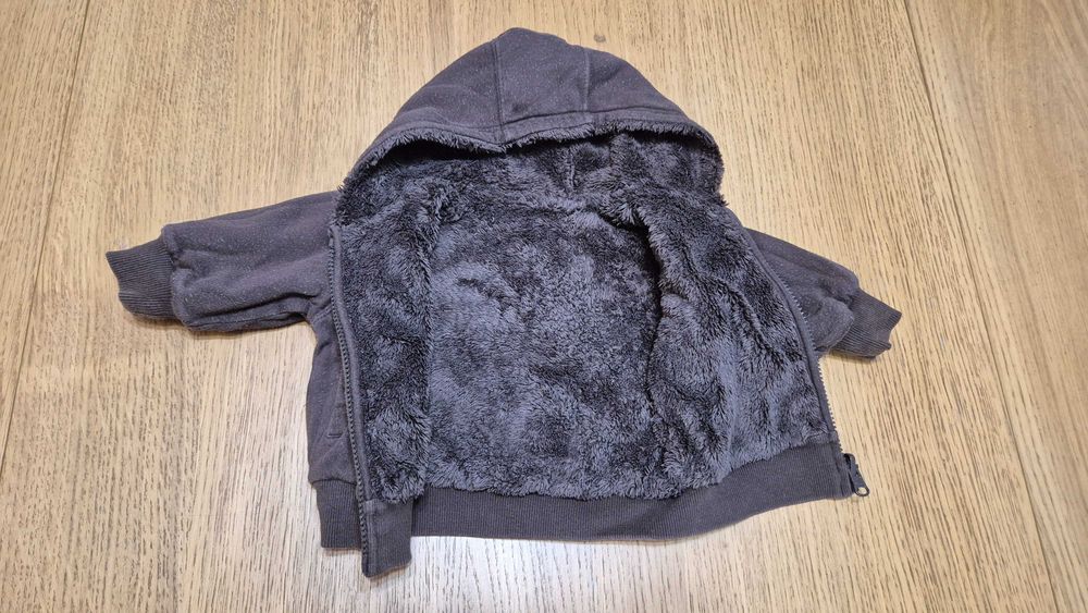 037 U bluza gruba ciepła a la kurtka dwustronna puchata h&m 56-62