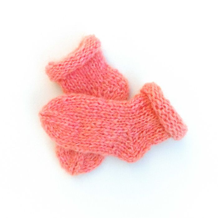 Skarpetki ręcznie robione na drutach - dług. stopy 12,5 cm;  6-9 mies.