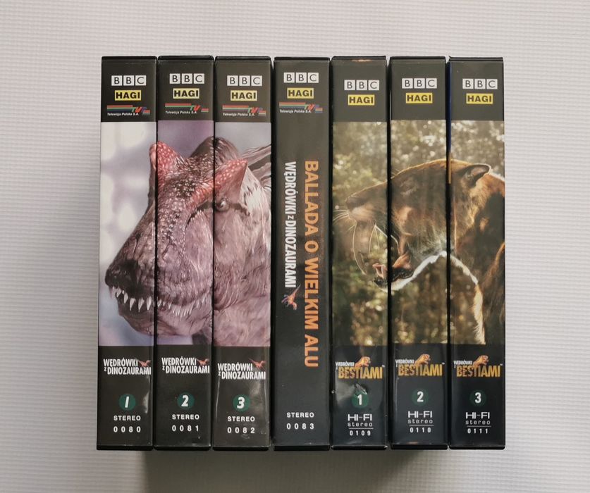 Wędrówki z dinozaurami i bestiami, pełna kolekcja kaset VHS