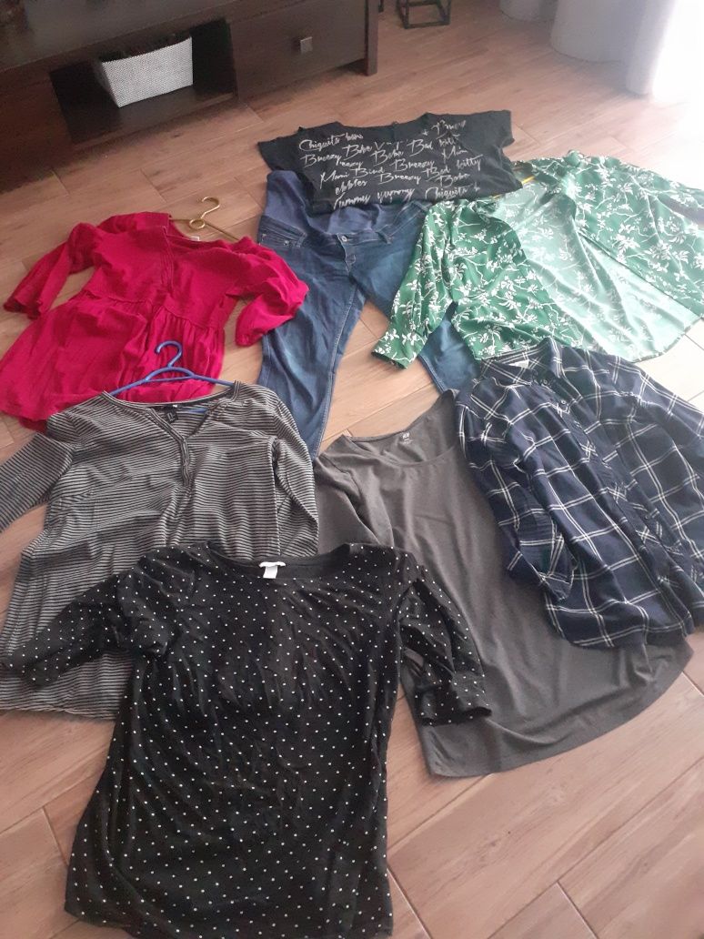 Paka ubrań ciazowych roz XL h&m jeansy bluzka koszula tunika