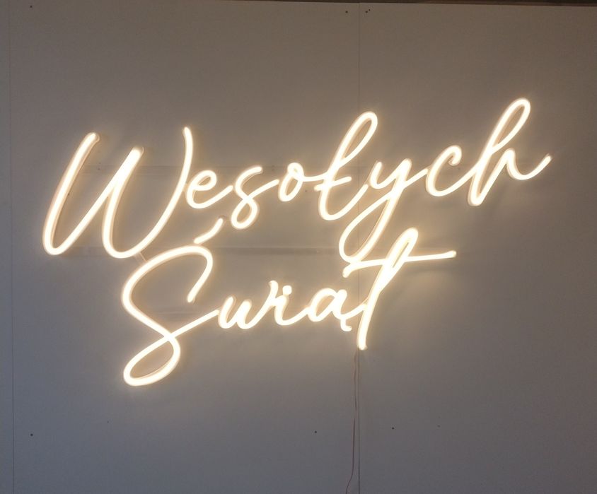 Napis podświetlany Wesołych Świąt neon LED 150x75 cm