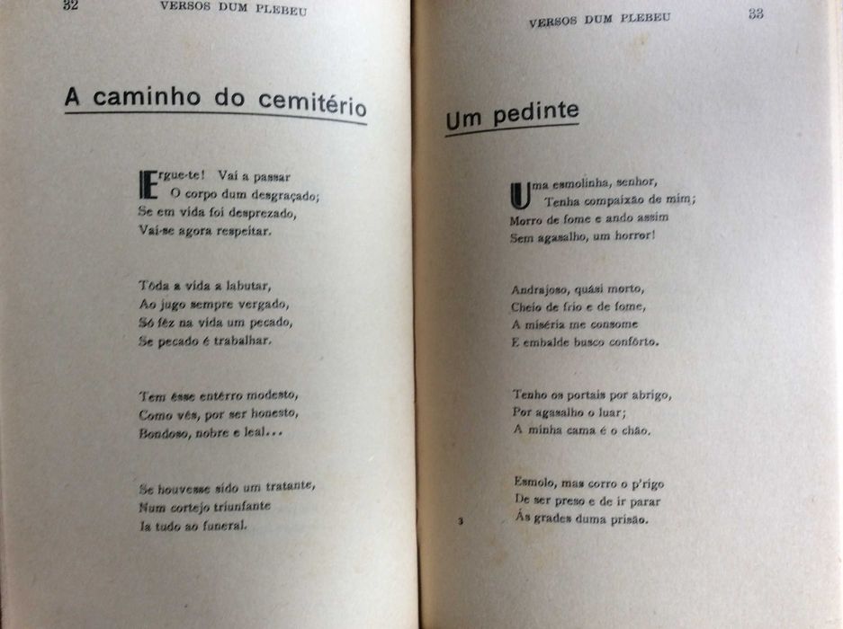 Versos dum Plebeu. Por Eduardo de Azevedo, 1934