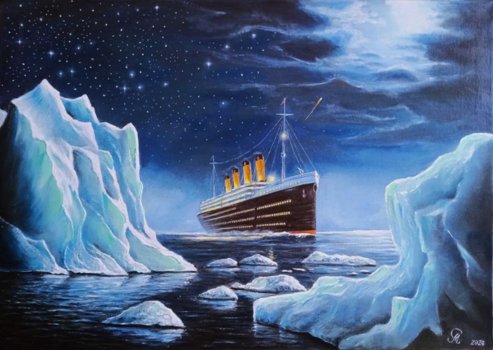 Obraz olejny na płótnie ręcznie malowany. "Titanic".