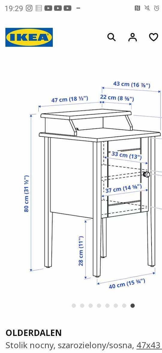 Sprzedam stolik nocny Olderdalen z Ikea