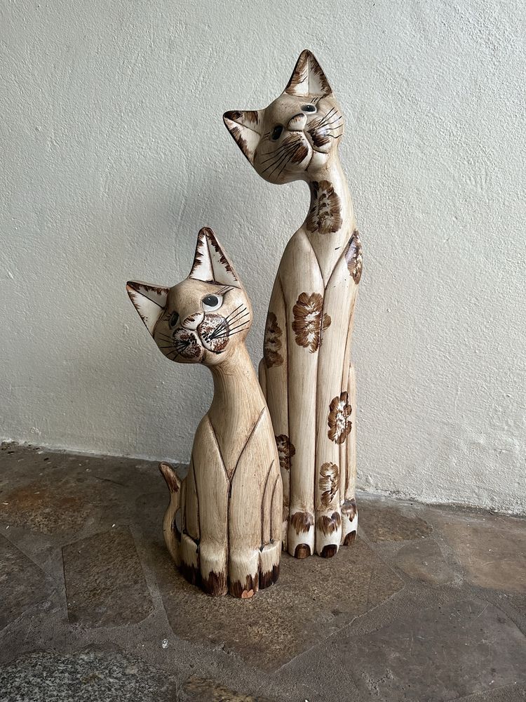 Estatuas 2 gatos decorativo