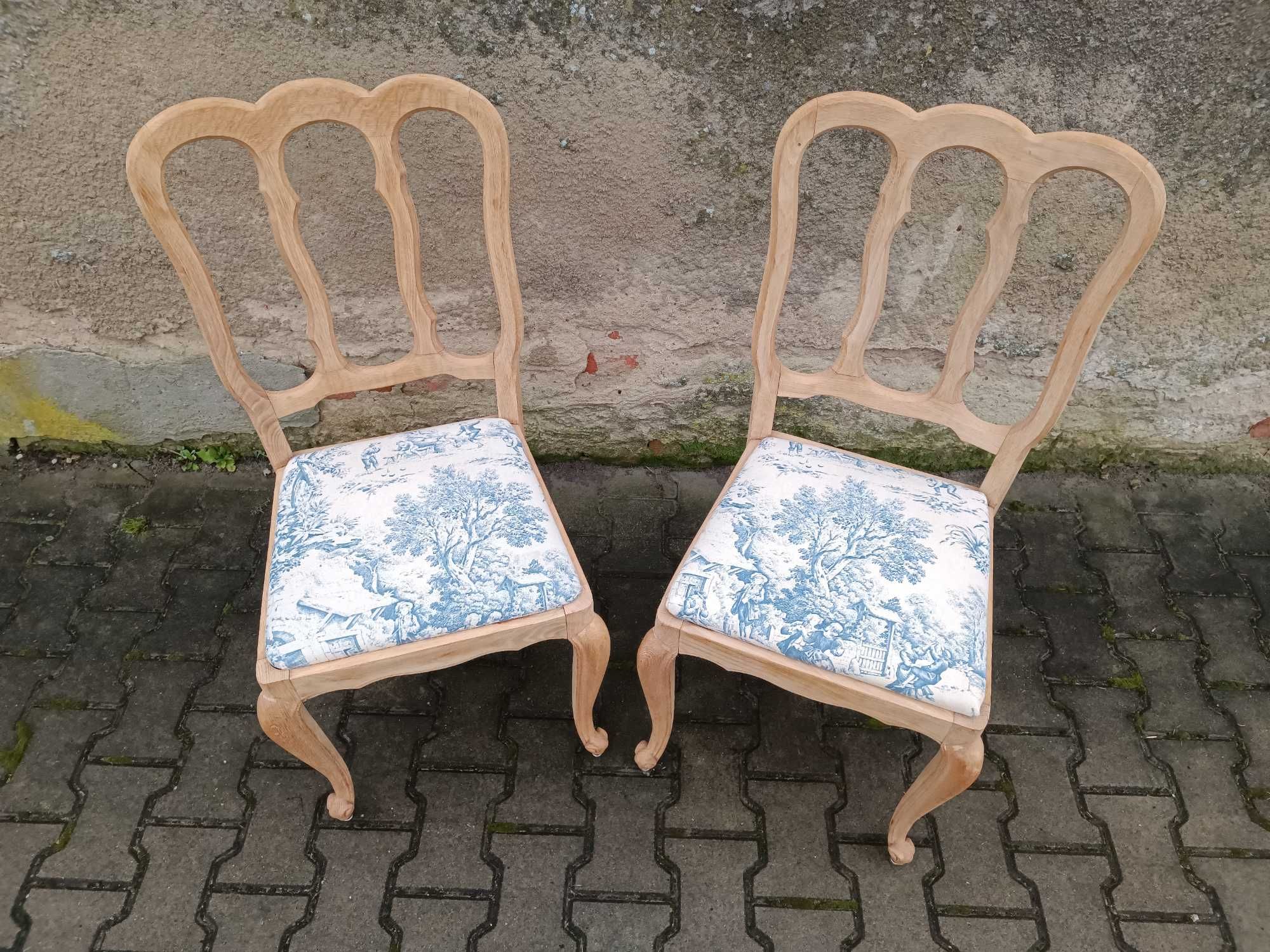 Krzesła drewniane tapicerowane rustykalne boho ludwik