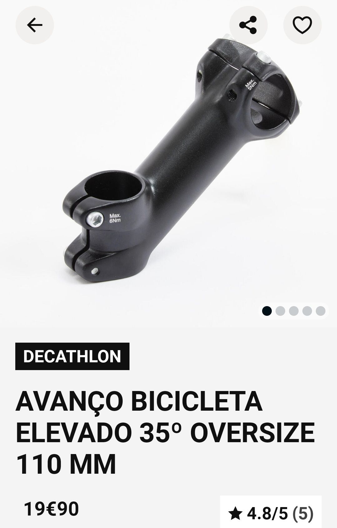 Avanço de guiador Btwin 35°