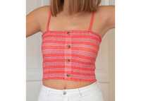 Croptop Crop top Pull&Bear pomarańczowy z guziczkami S M 36 38