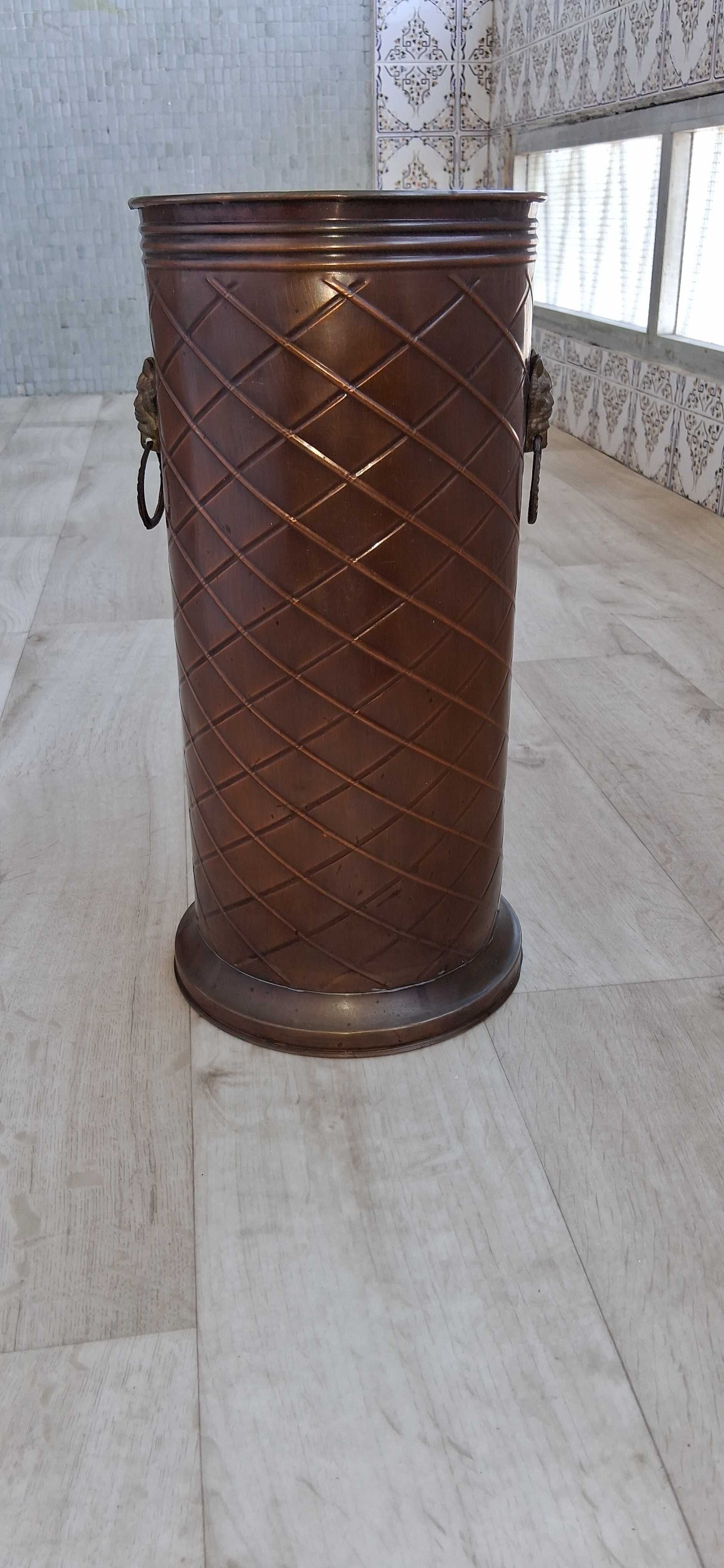 Porta guarda-chuvas, chapeleiro em latão ou cobre, antigo, vintage