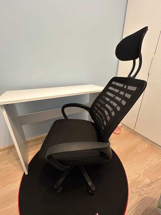 Fotel Biurowy Krzesło Ergonomiczne Czarny Materiałowy Gamingowy