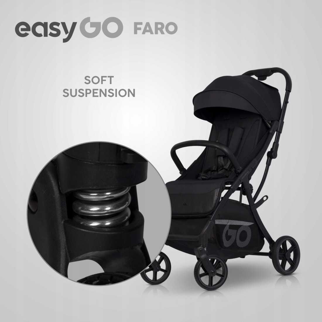 EasyGo Faro Ebony Black Wózek Spacerowy Dziecięcy Lekki! Do22kg *NOWE*