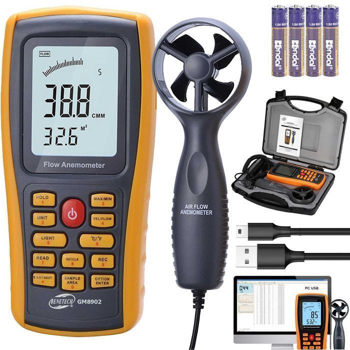 Anemometr Wiatromierz Pomiar Prędkości Powietrza Wiatru Temperatury