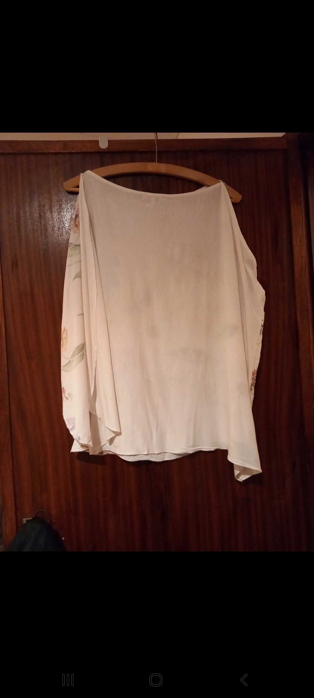 Blusa de cavas, branca com flores - S - Salsa