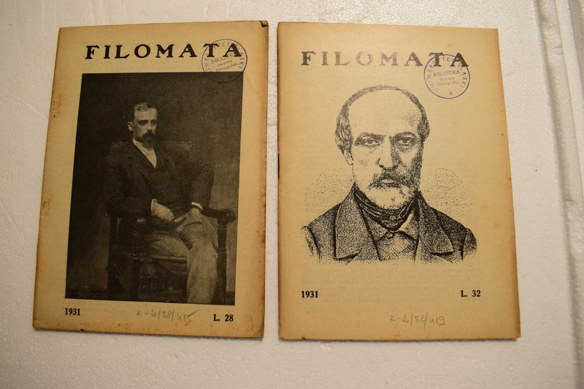 Filomata - przedwojenne roczniki  z  1931 , 15 egzemplarzy .