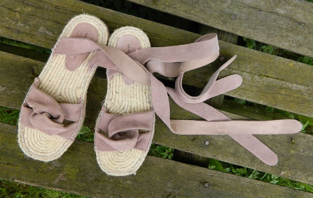RESERVED ESPADRYLE 38 sandały skóra naturalna wiązane na kostce boho
