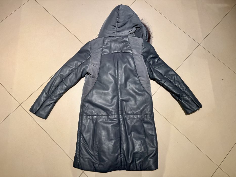 Płaszcz szary OCHNIK, skórzany ocieplany rozmiar M
