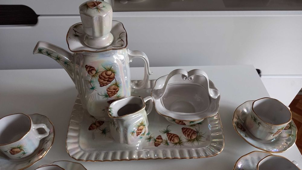 КФЗ сервіз кавовий ШИШКА Коростенський фарфор 16 пр. 6 персон позолота