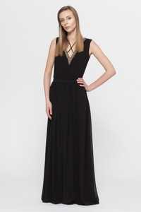 Czarna długa sukienka w styli greckim studniówka, wesele