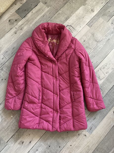 Różowa pikowana kurtka do polowy uda rozmiar S