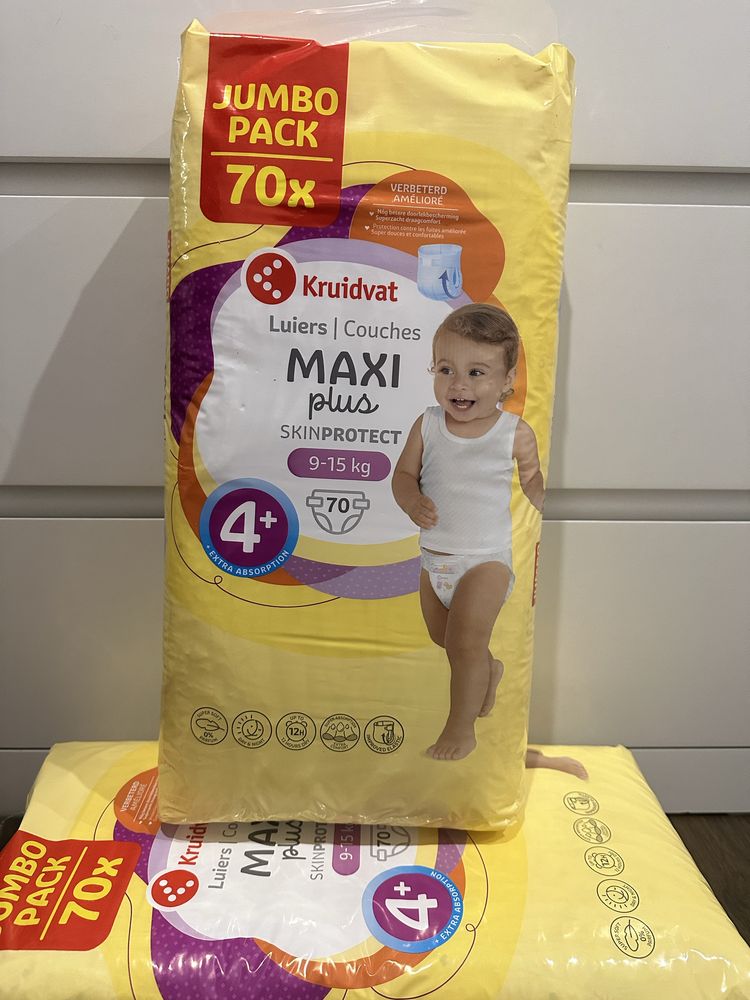 Підгузки памперси Kruidvat skin protect 4р (48, 80), 4+р (70), 6р (54)